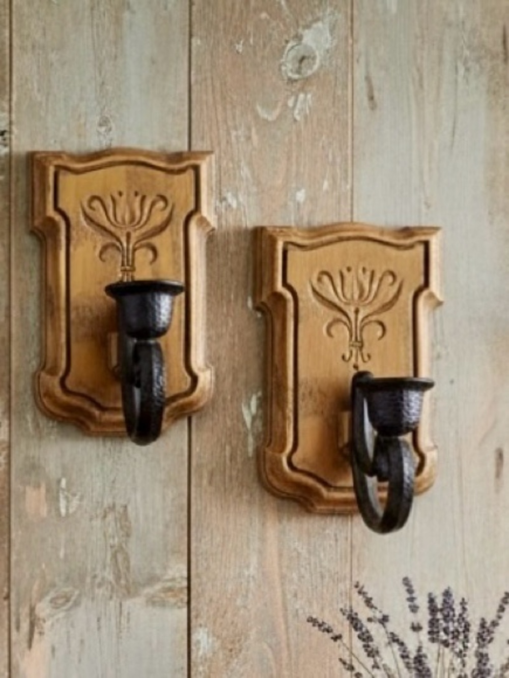 Vintage Homco Colonial Style Faux Wood Sconce Candle Holder Wall Art